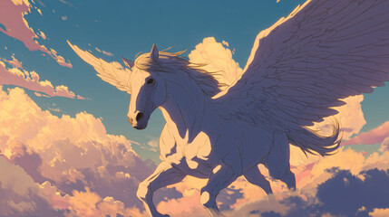 Pegasus flying through the skies
