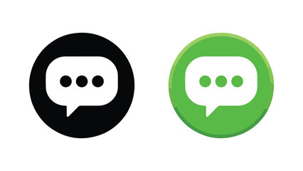 Chat Message Icon Set in Black and Green – Minimal Communication Symbol