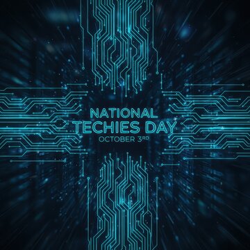 National Techies Day October 3rd Circuit Board Background