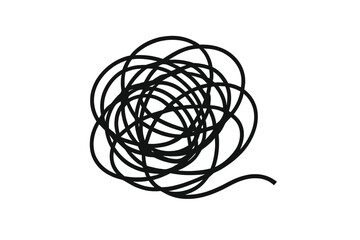 Tangle scribble chaos line icon, abstract messy swirl, confusion and disorder concept illustration, scrawl vector drawing, stress anxiety metaphor, problem-solving symbol, stock graphic isolated white
