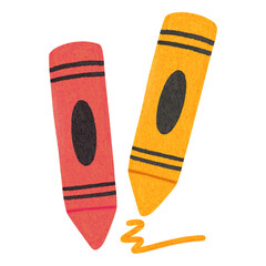 Cute Doodle Crayons. Handdrawn Doodle Crayons. Playful Doodle Crayons with Scribble Line. Colorful Doodle Crayons for Kids. Simple Crayons Doodle Art