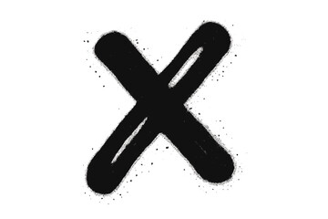 Fototapeta premium Bold spray paint graffiti cross, hand-drawn X shape, textured urban street art doodle, abstract punk grunge scribble, creative black marker brush stroke vector, transparent background