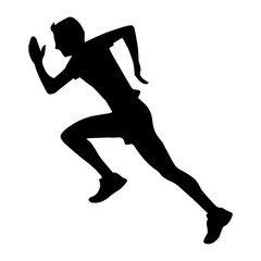 Silhouette of a runner in mid-stride during a sprint