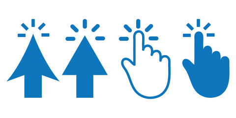 Computer mouse click cursor icon set. Hand and arrow pointer cursor - stock vector.