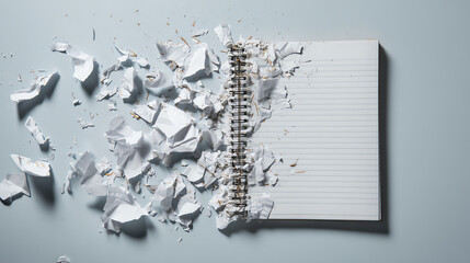 Notebook symbolizes business transformation and impact of change as ideas evolve