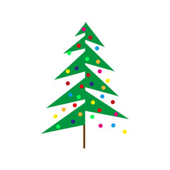Christmas tree illustration. Festive decor elements. Green pine Vector. Holiday celebration symbol.