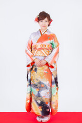 Naklejka premium 着物姿の女性