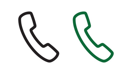 Retro Telephone Handset Icon, Black and Green Phone Symbol, Communication Concept