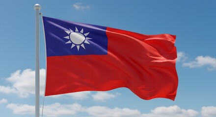 Taiwan national flag waving