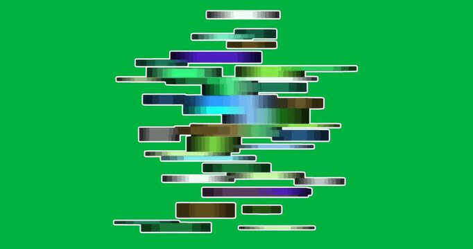Abstract frame presenting pixel gradient bars for data analytics, featuring transparent background