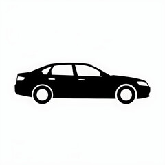 Obraz premium Single vector black silhouette of car sedan, minimal flat vector.