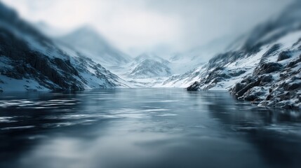 Winter mountain lake scene