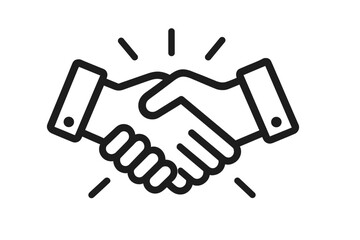 Obraz premium Handshake icon symbol of agreement and partnership. Vector illustration for collaboration, deal, trust, and business relationships. Welcome, greeting and success concept.
