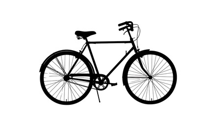Fototapeta premium Simple silhouette of a classic bicycle, highlighted against a plain white background.