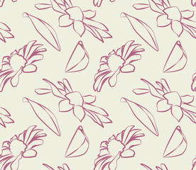 Simple hand drawn botanical seamless design, elegant line flowers for textile and decor