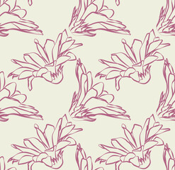 Minimalist line flower repeat, stylish botanical seamless pattern for textile and decor