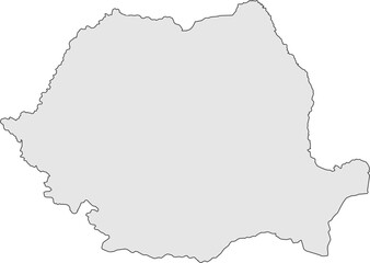 A sleek, grey silhouette map of Romania. Bold and minimalist, it is perfect for professional, travel, or cultural designs that need a strong visual.

