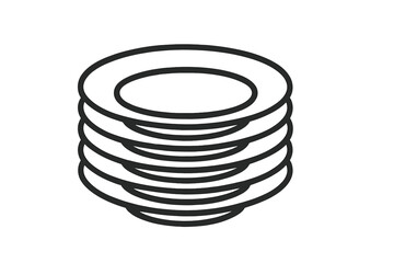 Obraz premium Stack of plates line icon. Clean dishes pile vector illustration. Kitchenware, crockery, tableware outline symbol for web design. Restaurant, kitchen, dinner concept.