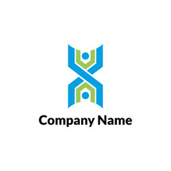 Abstract logo design featuring intertwined blue and green shapes, representing connection and growth.