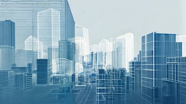 Wireframe city model