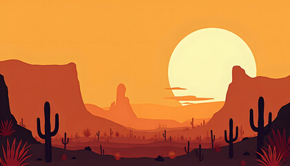 Naklejka premium Desert Sunset Landscape