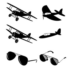 Vintage aircraft and aviator sunglasses silhouette © RABBY MIA