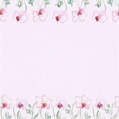 Nature-inspired background, muted pastel tone with small leaf patterns along top and bottom borders
