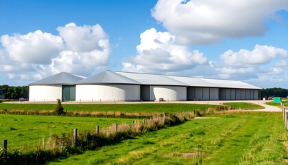 Obraz premium Modern agricultural silos in a rural landscape