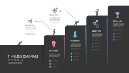 Fototapeta na wymiar 4 Steps Business infographic timeline design template. Business milestone and strategy presentation.Vector illustration.