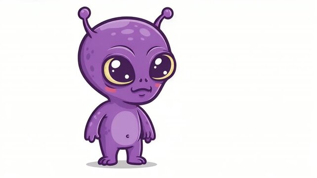 Adorable Purple Alien Cartoon Character Illustration