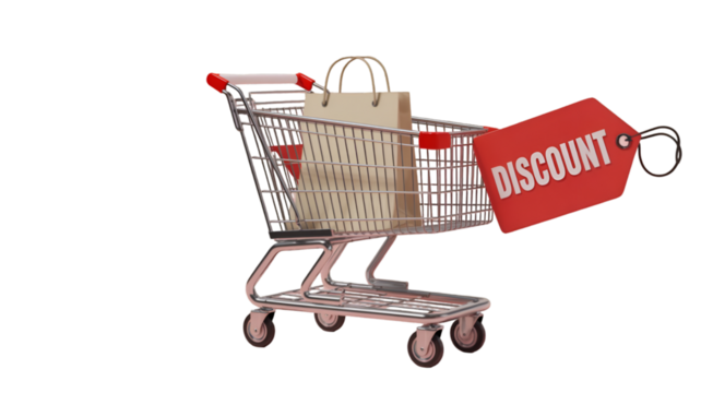 shopping cart with red ribbon