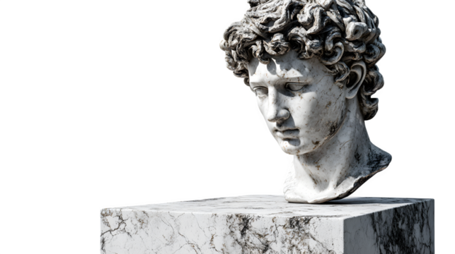 Ancient marble bust, isolated on transparent background - Powered by Adobe