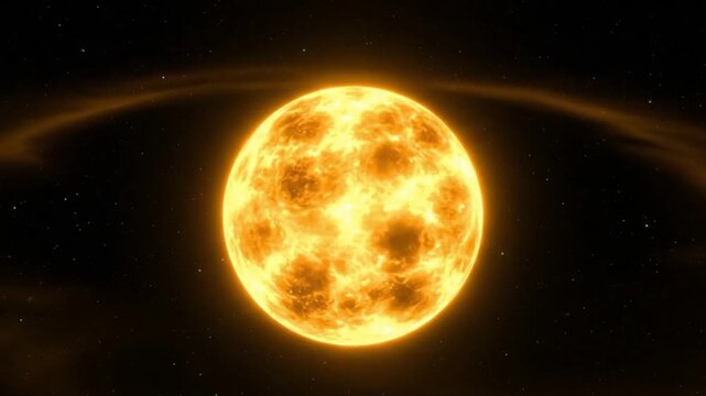 Wide Distant View of the Sun with Radiant Corona in Cinematic Render