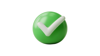 green tick on white background