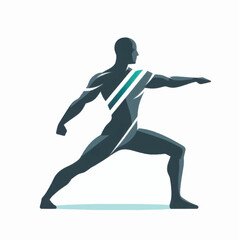 Obraz premium Stylized Yoga Warrior Pose Illustration for Fitness and Wellness Concepts.