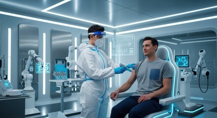 Obraz premium The future vaccination scene that symbolizes advanced medical care