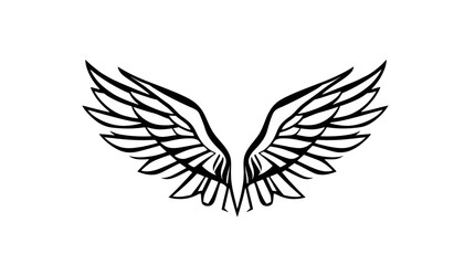 Elegant black line art depicting a pair of outstretched wings.