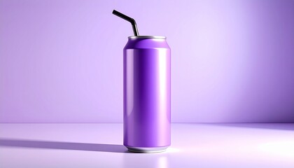 Concept of a Modern Refreshing Drink in a Minimalist Purple Can

