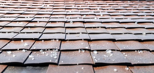 Clean roof shingles, sparkling after pressure washing, wide shot, roof cleaning service