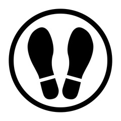 足跡イラスト_01_丸に囲まれた靴跡_BLACK