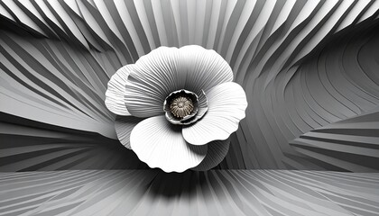 Obraz premium Monochromatic Abstract Flower with Corrugated Background