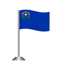 Vector illustration of the Nevada state flag waving on a decorative flagpole with Base, isolated on white background. Perfect for design, educational, and patriotic projects.