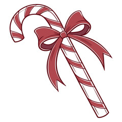 Festive Candy Cane with Red Bow on Black Background