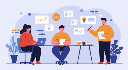 business people with speech bubbles