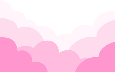 Pink Cloud Cartoon Background – Cute Pastel Sky Illustration for Nursery and Kids Design