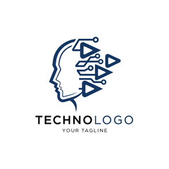 Abstract logo design featuring a stylized human head with interconnected technology elements, suggesting artificial intelligence or advanced technology.