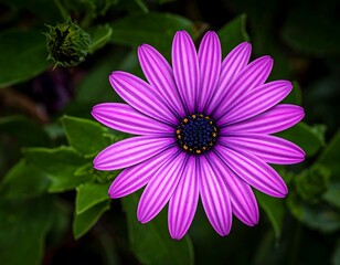 Fototapeta premium Close-up of vibrant purple daisy