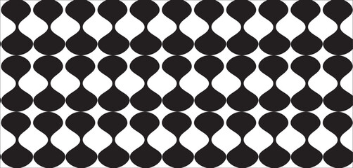 Seamless geometric pattern of black hourglass shapes on white background. Alternating orientation creates a rhythmic optical illusion&mdash;ideal for editorial, textile, or minimalist graphic design.