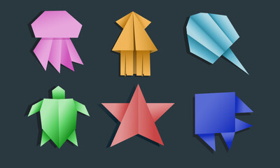 Origami Marine Life Illustration Set Colorful Sea Animals Vector Collection