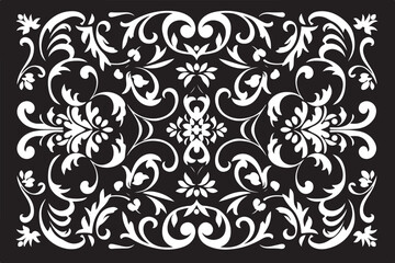 Elegant white floral scrollwork pattern decorative element symmetric design ornate laser cut